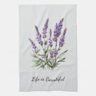 Romantische grijze paarse lavendel bloemrijke brui theedoek