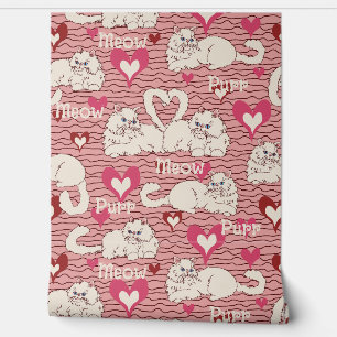 Romantische grillige Perzische Katten op Roze Behang