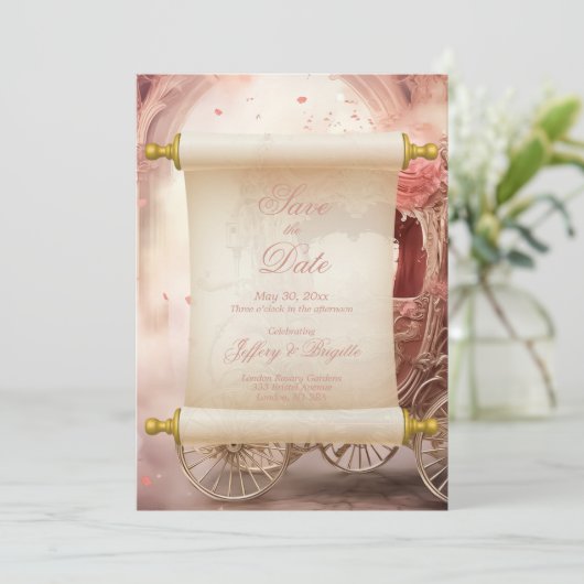 Romantische grillige Save The Date bruiloft (Staand voorkant)