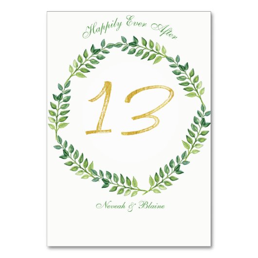 Romantische Groene Bladeren - Trouwtafel card13 ri Kaart (Voorkant)