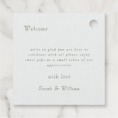 Romantische groene bos bruiloft favor labels (Achterkant)