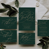 Romantische Groene Kalligrafie QR Code Horizontaal Save The Date