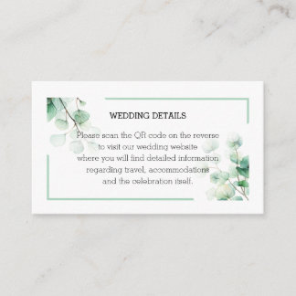 Romantische groene Waterverf Eucalyptus verlaat QR Informatiekaartje