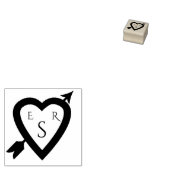 Romantische hart pijl monogrammed bruiloft 	rubberstempel (Gestempeld)