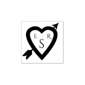 Romantische hart pijl monogrammed bruiloft 	rubberstempel (Afrduk)