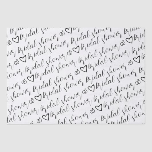 Romantische Hart Ringen Zwart Patroon Bruiloft Fee Tissuepapier (Voorkant)