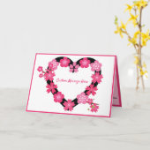 Romantische Hart Roze Bloemen Kaart (Gele Bloem)