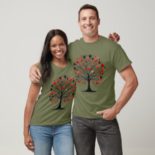 Romantische Hartboom Watercolor Illustratie T-shirt