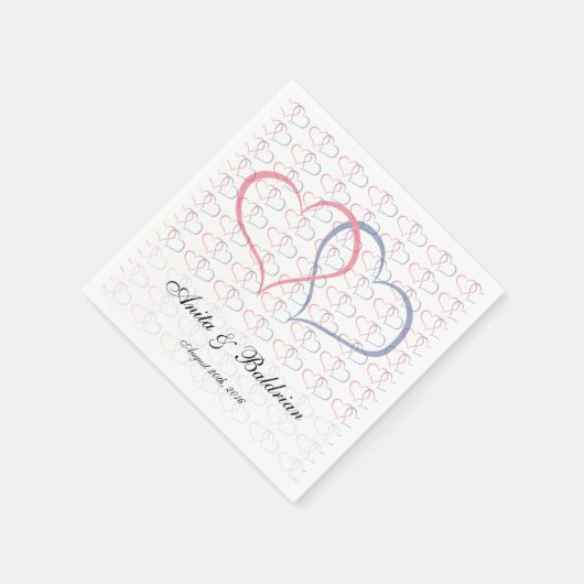 Romantische Harten Grafisch Zij Hij Roze Blauw Servet (Hoek)