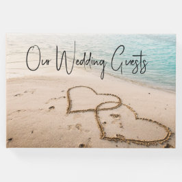 Romantische harten in Sand Beach bruiloft Gastenboek