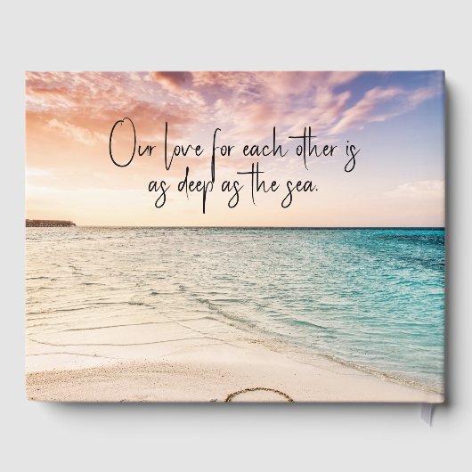 Romantische harten in Sand Beach bruiloft Gastenboek (Achterkant)