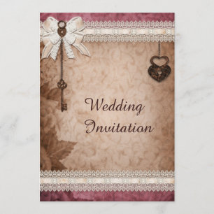 Romantische  Harten Sloten en Sleutels Bruiloft Kaart