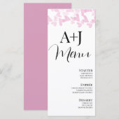 Romantische harten zwevende script roze menu (Voorkant / Achterkant)