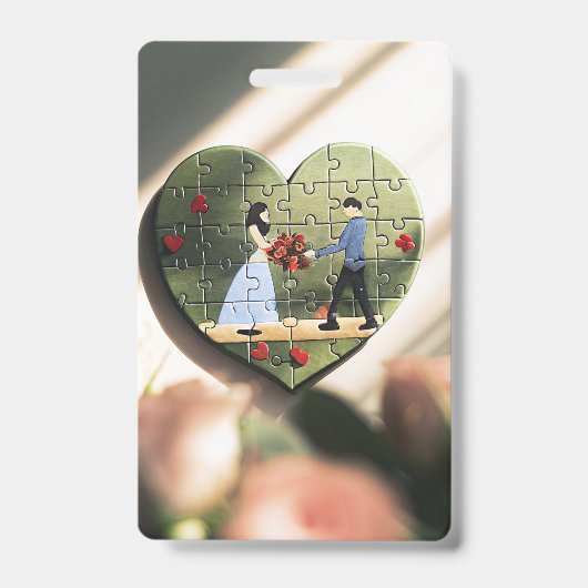Romantische Hartpuzzelbadge Badge (Voorzijde)