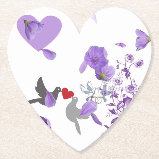 Romantische hartvormige bruiloft Onderzetter met P (Voorkant)