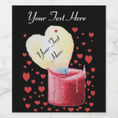 Romantische hartvormige vlam voor bruiloften wijn etiket (Enkel label)