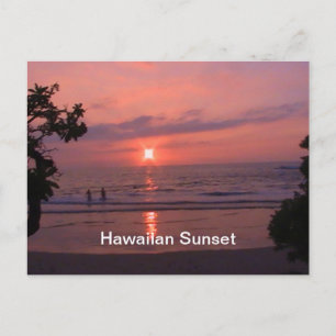 Romantische Hawaiaanse zonsondergang oceaanstrand Briefkaart