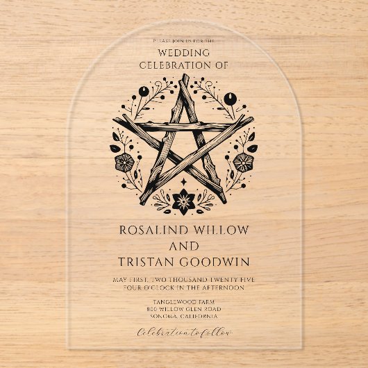 Romantische heidense wicca bruiloft acryl uitnodigingen (Voorkant)