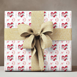 Romantische hemelse liefde hart boho maan patroon cadeaupapier
