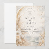 Romantische Hemelse Strandbruiloft Save The Date (Voorkant / Achterkant)