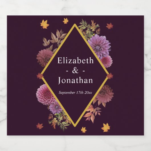 Romantische herfst Dahlia bruiloft Bier Etiket (Enkel label)