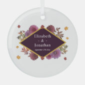 Romantische herfst Dahlia bruiloft Glas Ornament (Voorkant)