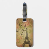 Romantische Herfst Herfstdamast Paris Eiffeltoren Bagagelabel (Achterkant verticaal)