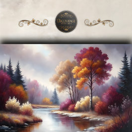 Romantische herfst River Scene Landschap Decoupage Tissuepapier