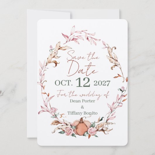 Romantische herfst save the dates date (Voorkant)