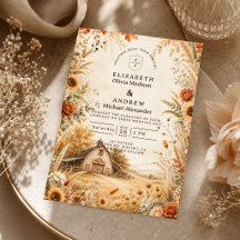 Romantische herfst schuur bruiloft