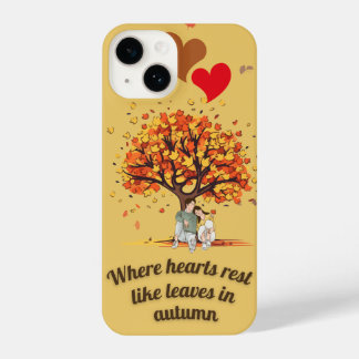 Romantische herfstboom paar iPhone Case 14 Hoesje