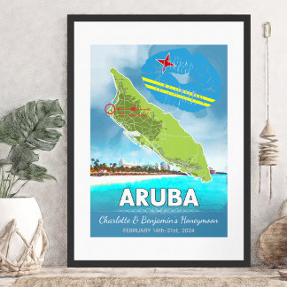 Romantische huwelijksreis vakantie Aruba Island ka Poster