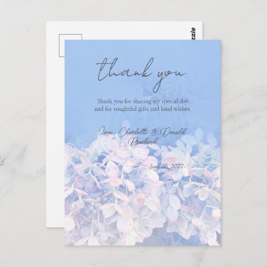 Romantische Hydrangea Bloemenbruiloft Briefkaart (Voorkant / Achterkant)