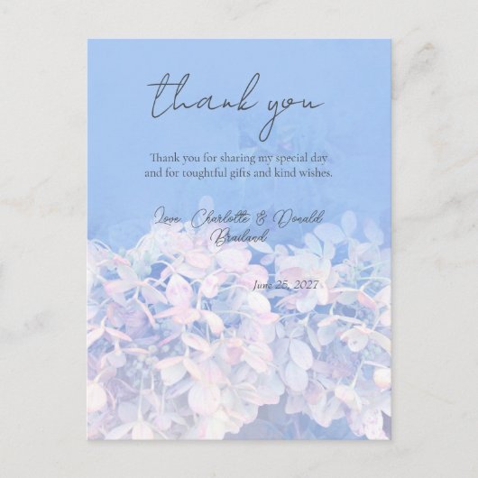 Romantische Hydrangea Bloemenbruiloft Briefkaart (Voorkant)