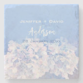 Romantische Hydrangeas Gepersonaliseerde bruiloft Stenen Onderzetter (Voorkant)