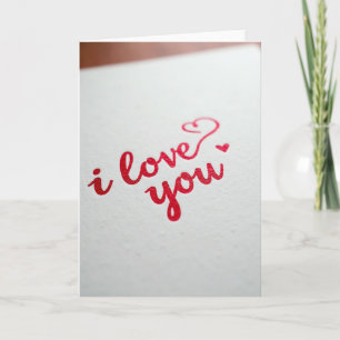 Romantische I Love You Script Glitter Kaart