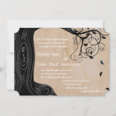Romantische Initialen in Tree Wedding Invite Kaart (Voorkant)