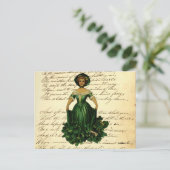 -Romantische Irish Clover Dress Lady Briefkaart (Staand voorkant)