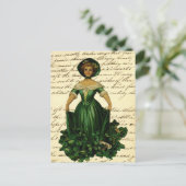 -Romantische Irish Clover Dress Lady Briefkaart (Staand voorkant)