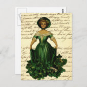 -Romantische Irish Clover Dress Lady Briefkaart (Voorkant / Achterkant)