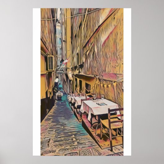 Romantische Italiaanse straat 3 - Poster (Voorkant)