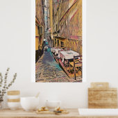 Romantische Italiaanse straat 3 - Poster (Keuken)