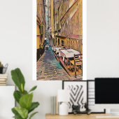 Romantische Italiaanse straat 3 - Poster (Thuiskantoor)