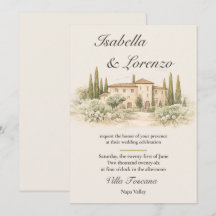 Romantische Italiaanse Toscaanse villa trouwkaarte