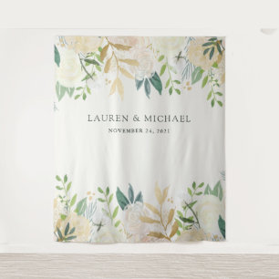 Romantische Ivoren Bloemen Achtergrond   Fotohokje Wandkleed