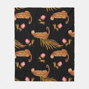 Romantische jachtluipaarden: waterverf naadloos pa fleece deken