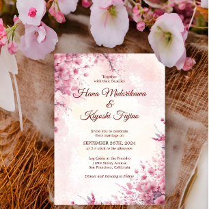 Romantische Japanse roze kerry Blossom Wedding Kaart