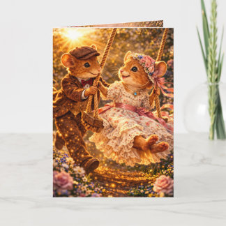 Romantische Jubileum Liefde Muis Koppel Groet Kaart