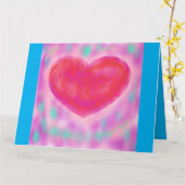 Romantische kaart blauw met pasteltinten en hart (Gele Bloem)