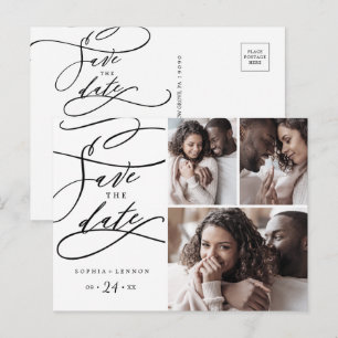 Romantische kalligrafie 3 Foto Opslaan Datum Uitnodiging Briefkaart